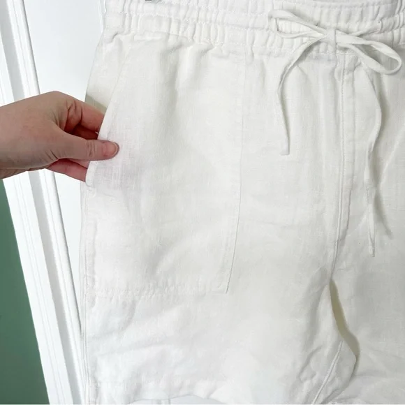 NWOT Lands’ End White Linen Shorts High Rise Bermuda Size Medium 10 12 - Picture 7 of 9